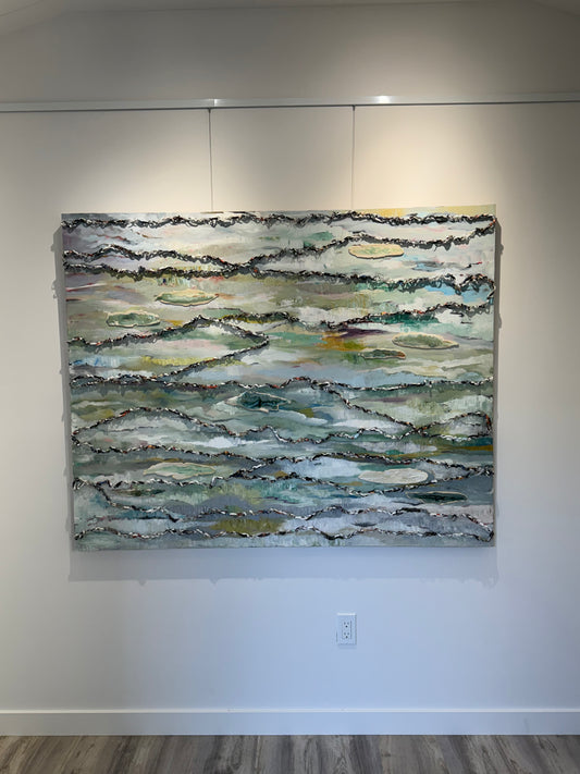 “Twists and Turns” Kimie Joe original mixed media on 48”x60” canvas