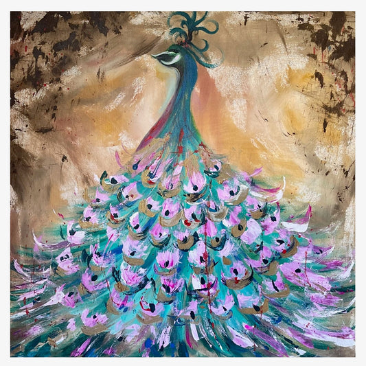 "Majestic Peacock" Kimie Joe Original Oil on Canvas