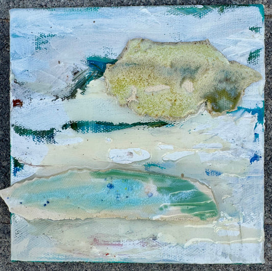 "Between Tides" Mixed Media 6"x6" by Kimie Joe