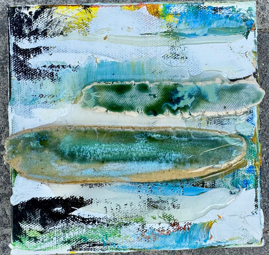 "Breath Between Us" Mixed Media 6"x6" by Kimie Joe