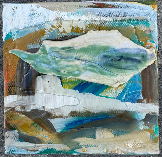 "Linger Here" Mixed Media 6"x6" by Kimie Joe