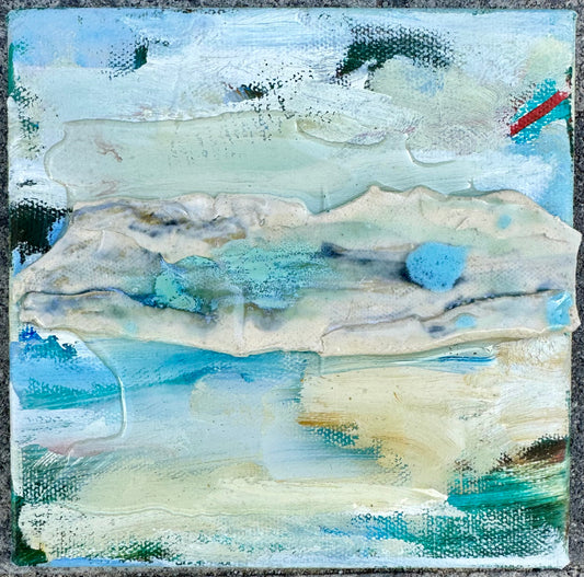"Whispered Currents" Mixed Media 6"x6" by Kimie Joe