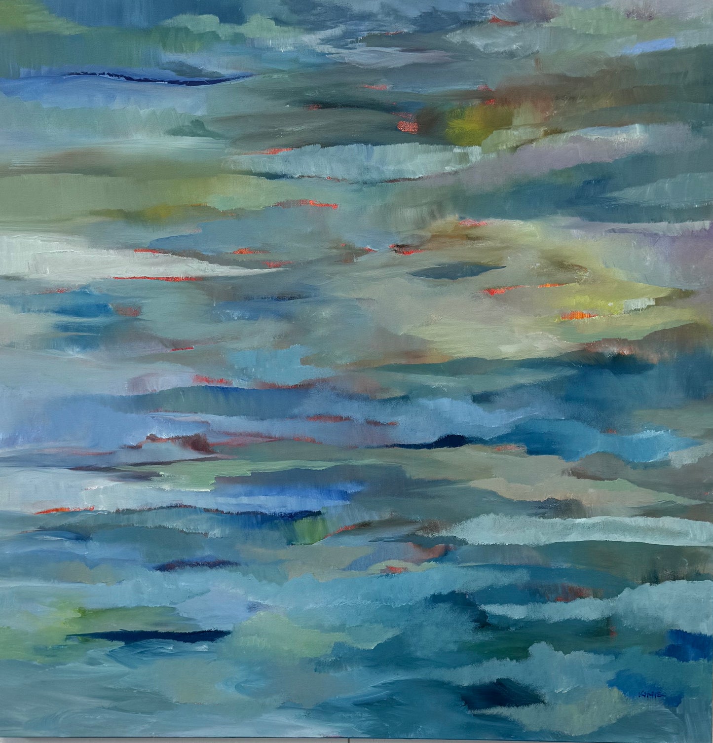 "Blue Water" Kimie Joe Original Oil Painting on 36"x36" Canvas