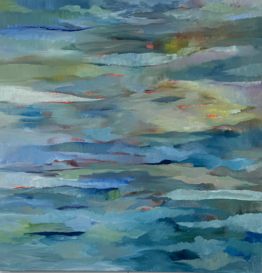 "Blue Water" Kimie Joe Original Oil Painting on 36"x36" Canvas