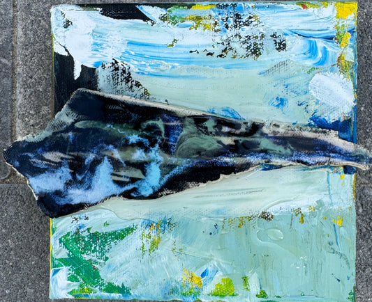 "Veil of Memory" Mixed Media 6"x6" by Kimie Joe